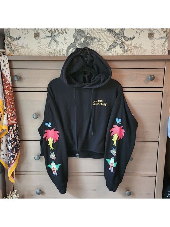 Tops - The Simpsons Black Cropped Hoodie
